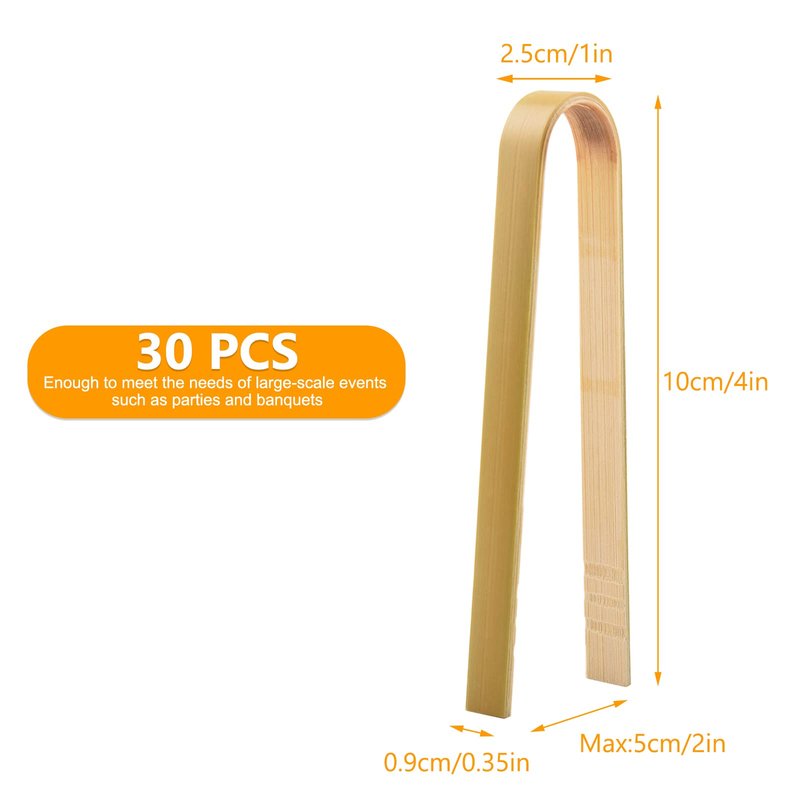 30 Pcs Wooden Tongs for Charcuterie - Mini Bamboo Disposable Tongs for Serving Food, Natural Wooden Cooking Toast
