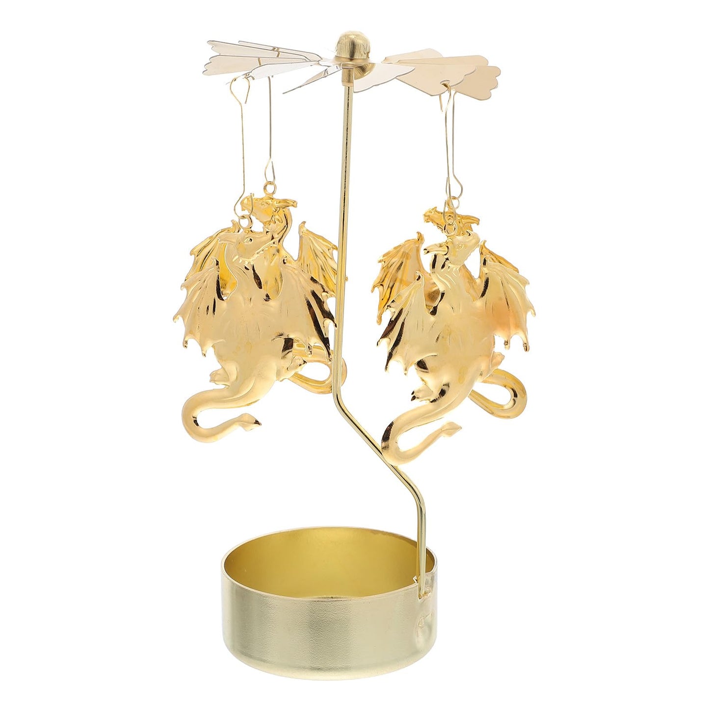 Cabilock Metal Rotary Tealight Holder: Carousel Candlestick - Heat-Activated Spinning Candle Holder Dragon Motif for Festive Occasions Romantic Ambiance