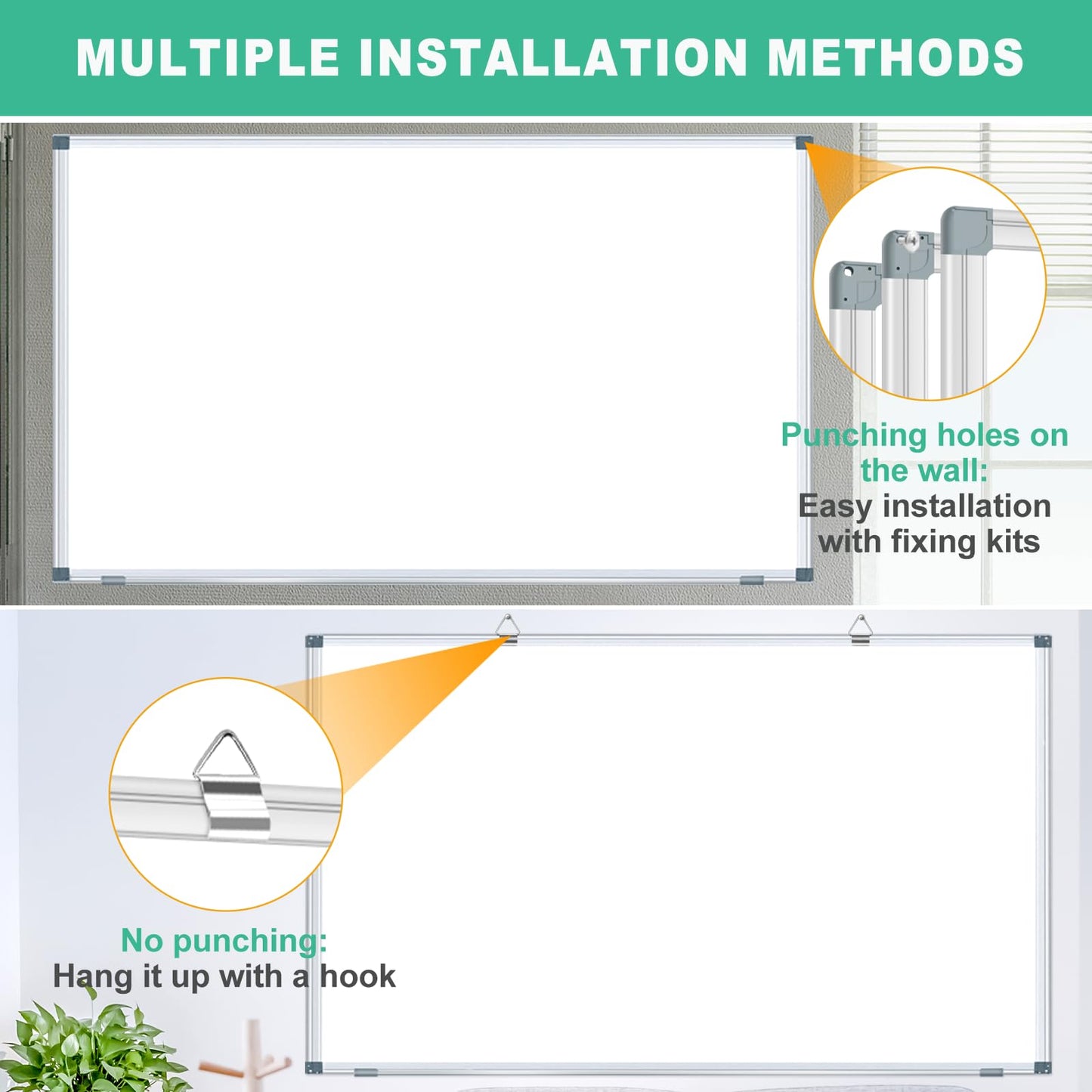 H-Qprobd 72"x48" Large Dry Erase Board for Wall 6' x 4' Magnetic Whiteboard Aluminum Presentation White Boards with Long Pen Tray, 6 Markers, 2 Erasers &12 Magnets