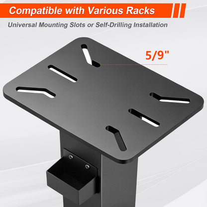 LMYYGOO Bench Grinder Stand, Heavy-Duty Floor Pedestal with 13.77" x 9.84" Mounting Plate, 32.67" Height, Pre-Cut Slots & Water Pot, Compatible with Bench Grinders, Vises, Drill Press and More