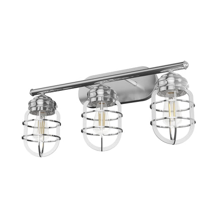 Hunter - Starklake 3-light Chrome, Medium Size Vanity Light, Dimmable, for Bedrooms, Kitchens, Foyers, Bathrooms - 19051