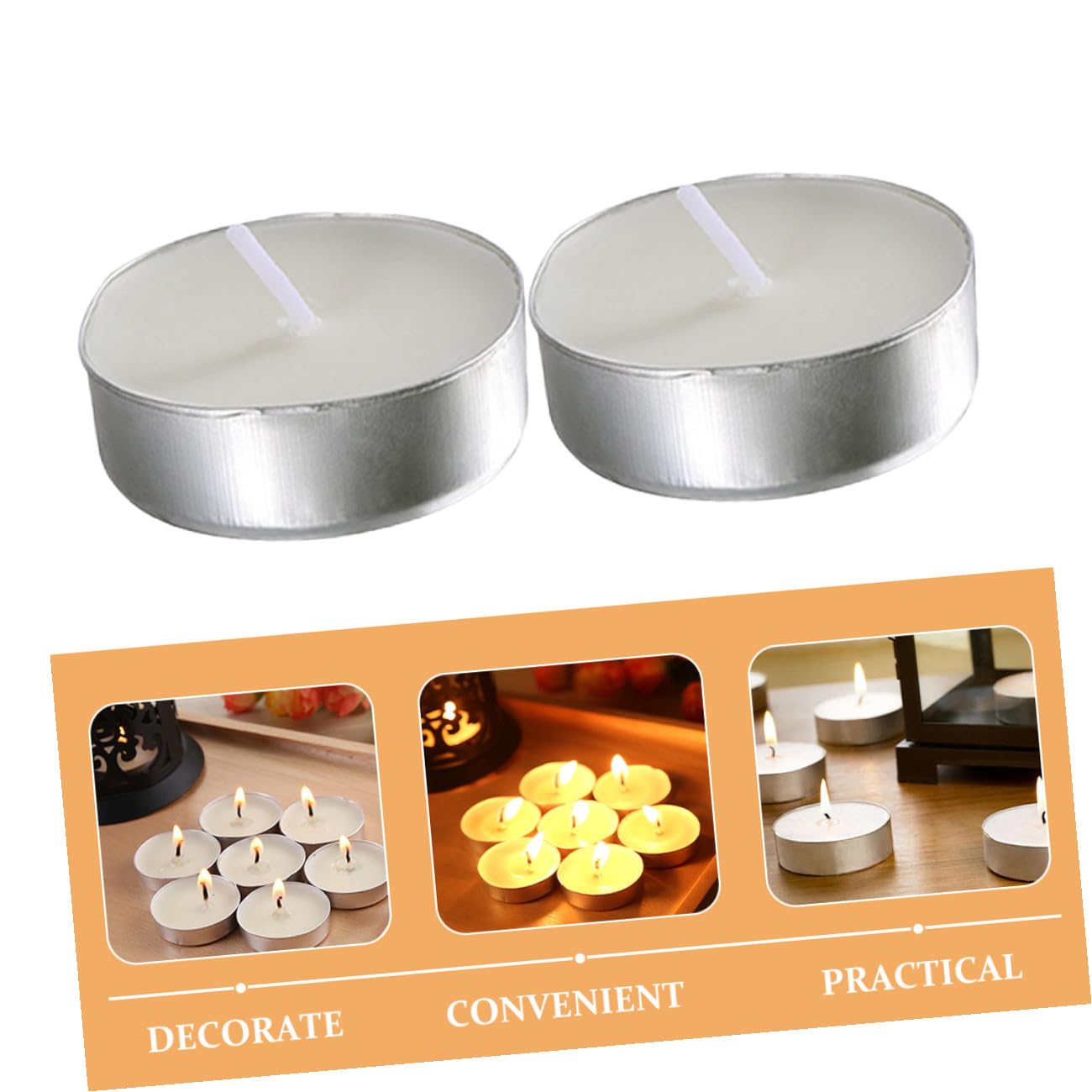Garneck White Small Tealight Candles 50pcs Pack Unscented Round Wax Tea Lights for Wedding Engagement Party Home Décor Ceremony Lighting