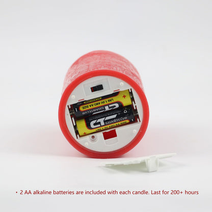 Rhytsing Red Battery Operated Flameless Led Candles with Timer Function, Warm White Flickering Light, Real Wax Finish, 6 Batteries Included - Set of 3