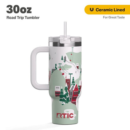 RTIC Road Trip Tumbler Double-Walled Insulated Stainless Steel Portable Travel Coffee Mug Cup with Lid, Handle and Straw