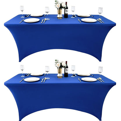 ZarzaaSik 2-Pack 4ft Spandex Table Covers for Rectangular Folding Tables - Wrinkle Resistant Stretch Tight Table Cloths - Ultimate Fitted Table Protector for Parties, Banquet, and Wedding