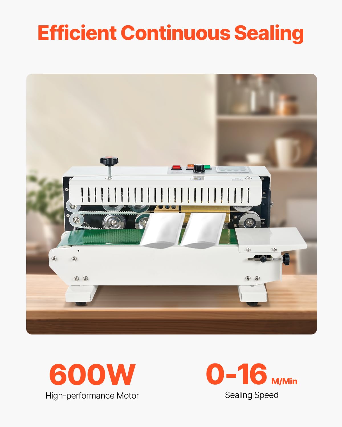 Happybuy FR-900 Continuous Band Sealer, Automatic Horizontal Band Sealer 110V, Continuous Sealing Machine Temperature Control, Bag Sealer Machine for PVC Bags Films