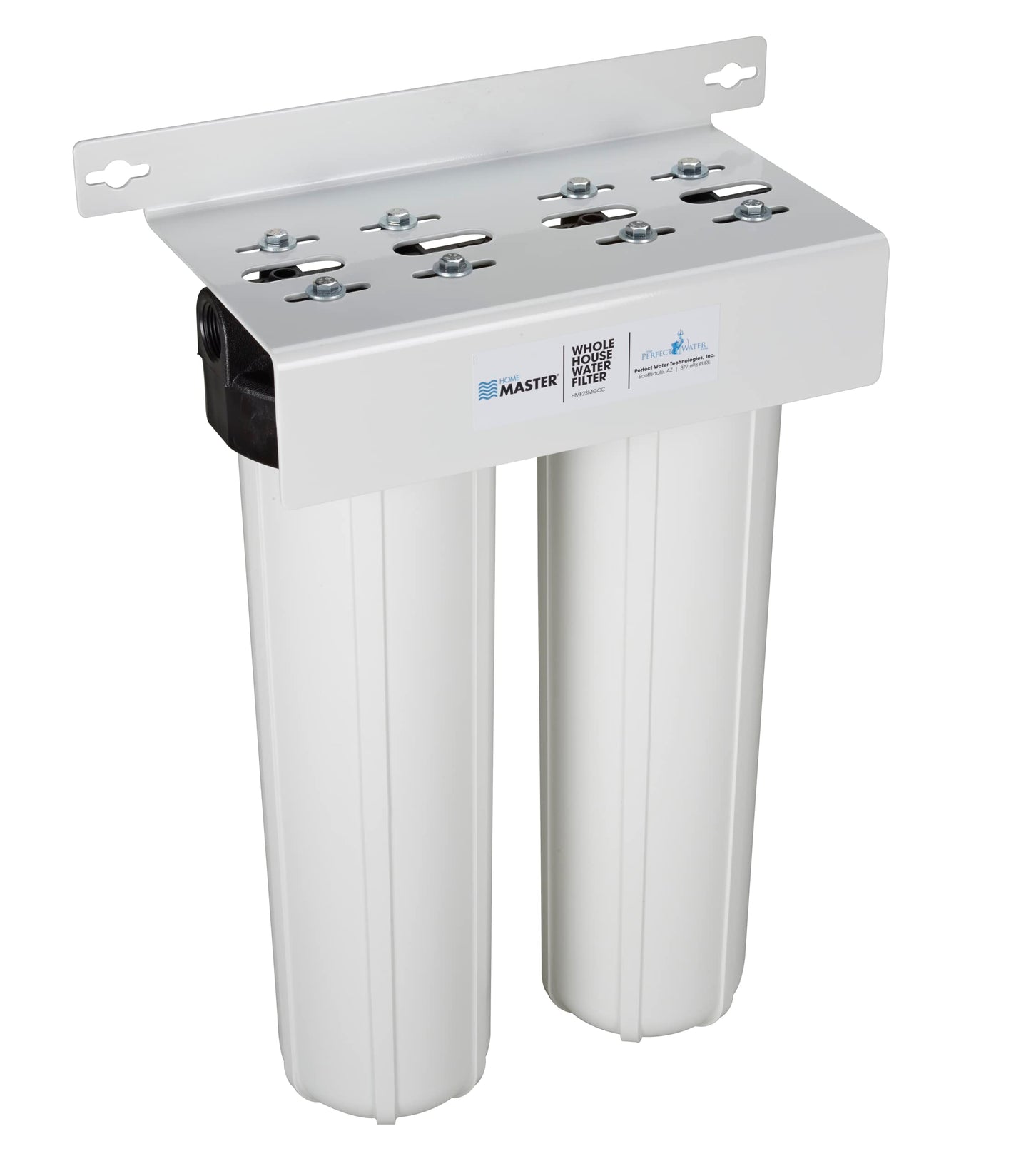 Home Master HMF2SmgCC Whole House Water Filter, 4-layer sediment filter 25 to 1 micron, Powerful Up-Flow KDF85 & Catalytic Carbon 10gpm, 1” NPT ports, Patented heavy steel bracket fits 16” wall studs
