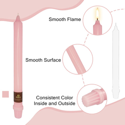 Pink Long Taper Candle 10 Inch Candlesticks Unscented Dripless Tapered Candle Set for Home Decor Wedding Party Dinner Candles, 4 Pack