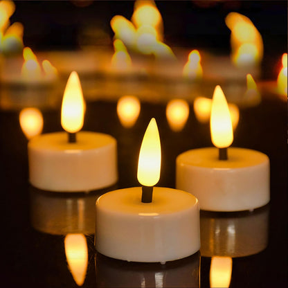 ENERJARY LED Tea Light Candles with Timer Flickering Flame 12pcs Battery Operated Realistic Bright Unscented Tea Light Fake Candles for Romantic Wedding Home Xmas Decor Birthday Halloweens Warm White