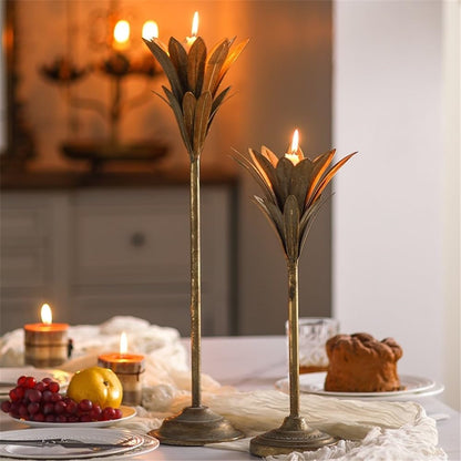YUHUAWF Candle Holderss Old Retro Wrought Iron Candlestick Restaurant Hotel Tabletop Ornaments Candlelight Dinner Decoration Candle Holder Decorative Candlestick(Small)