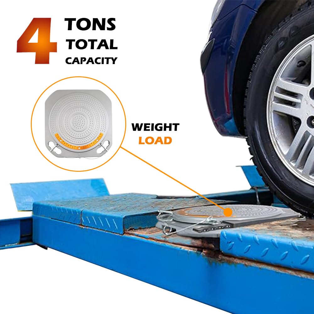 Nienloop Wheel Aligner System Turnplates Turntables Radius Plates with Scale 4 Ton Load Capacity for Alignment Scissor Lift 4-Post Lift