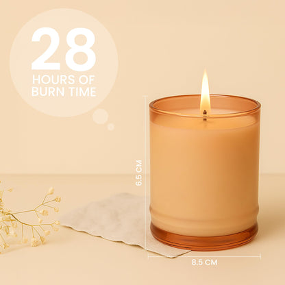 Lifescapes Scented Glass Candle - Peach & Basil, 160g | 28 Hours Approximate Burn Time | Premium Tumbler Design for Home Decor and Relaxation