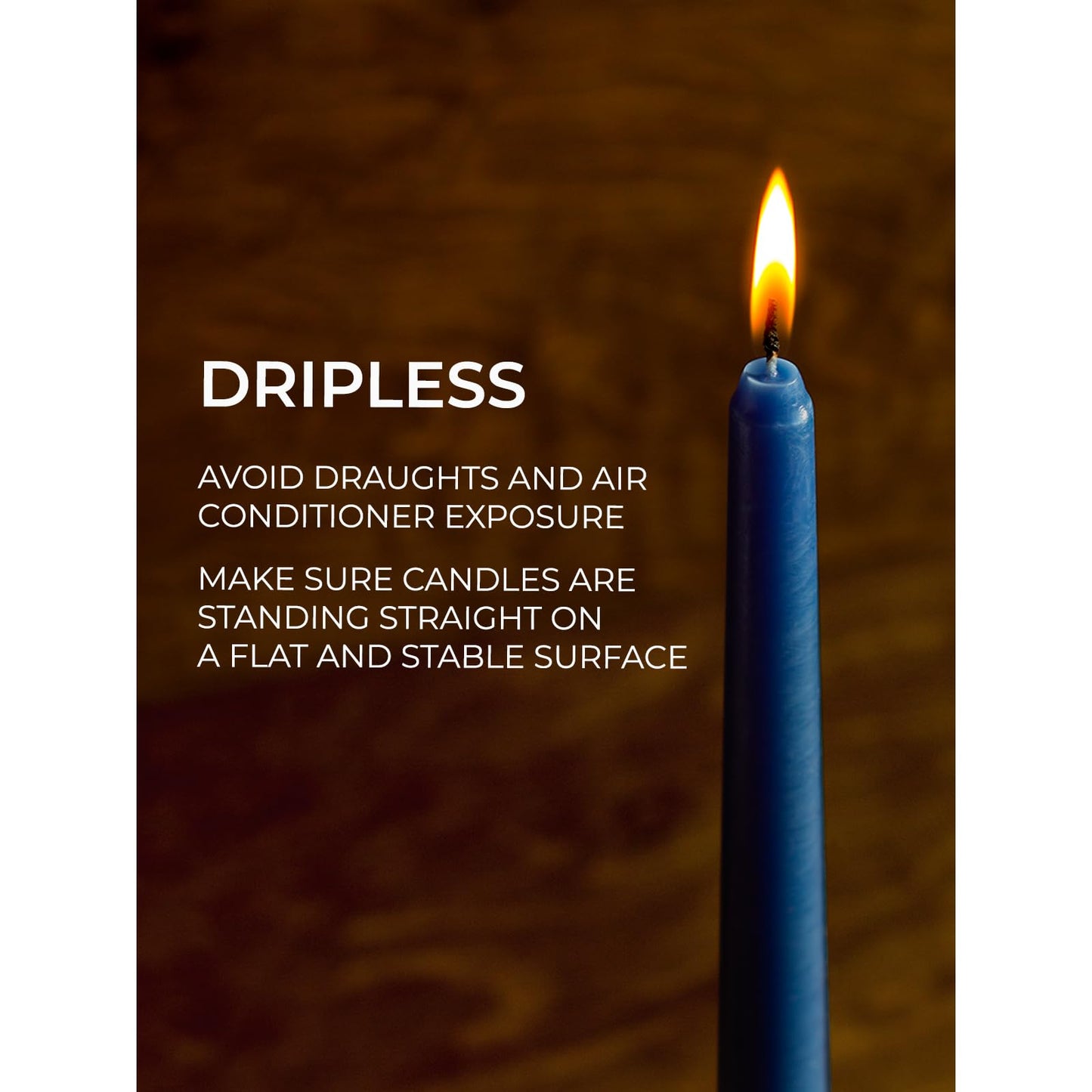 CANDWAX 10 inch Tapered Candles - Set of 12 Dripless Unscented Candlesticks - Perfect for Dinner and Decor Use - Dark Blue