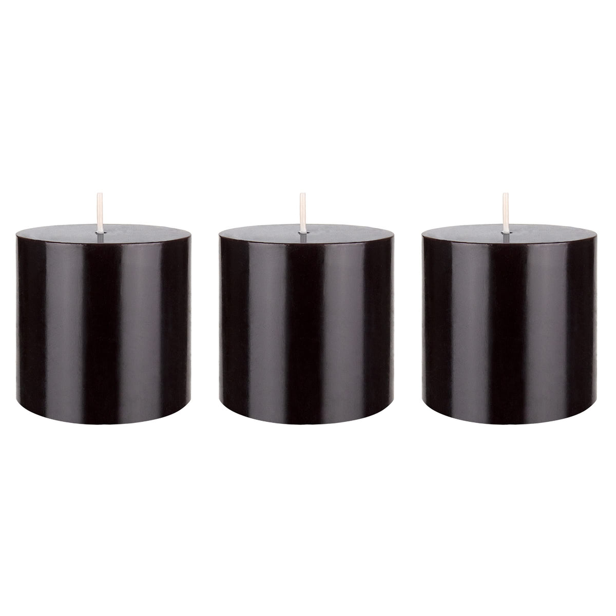 Mega Candles 3 pcs Unscented Solid Black Pillar Candles, Hand Poured Premium Wax Candle 3 Inch x 3 Inch, Home Décor, Spas, Weddings, Occasions, Party, Centerpieces, Holidays, Vigils, Prayers
