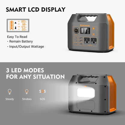 Portable Solar Generator, 300W Portable Power Station with Foldable 40W Solar Panel, 110V Pure Sine Wave, 296Wh Lithium Battery Pack with DC AC Outlet for Home Use RV Outdoor Camping Adventure