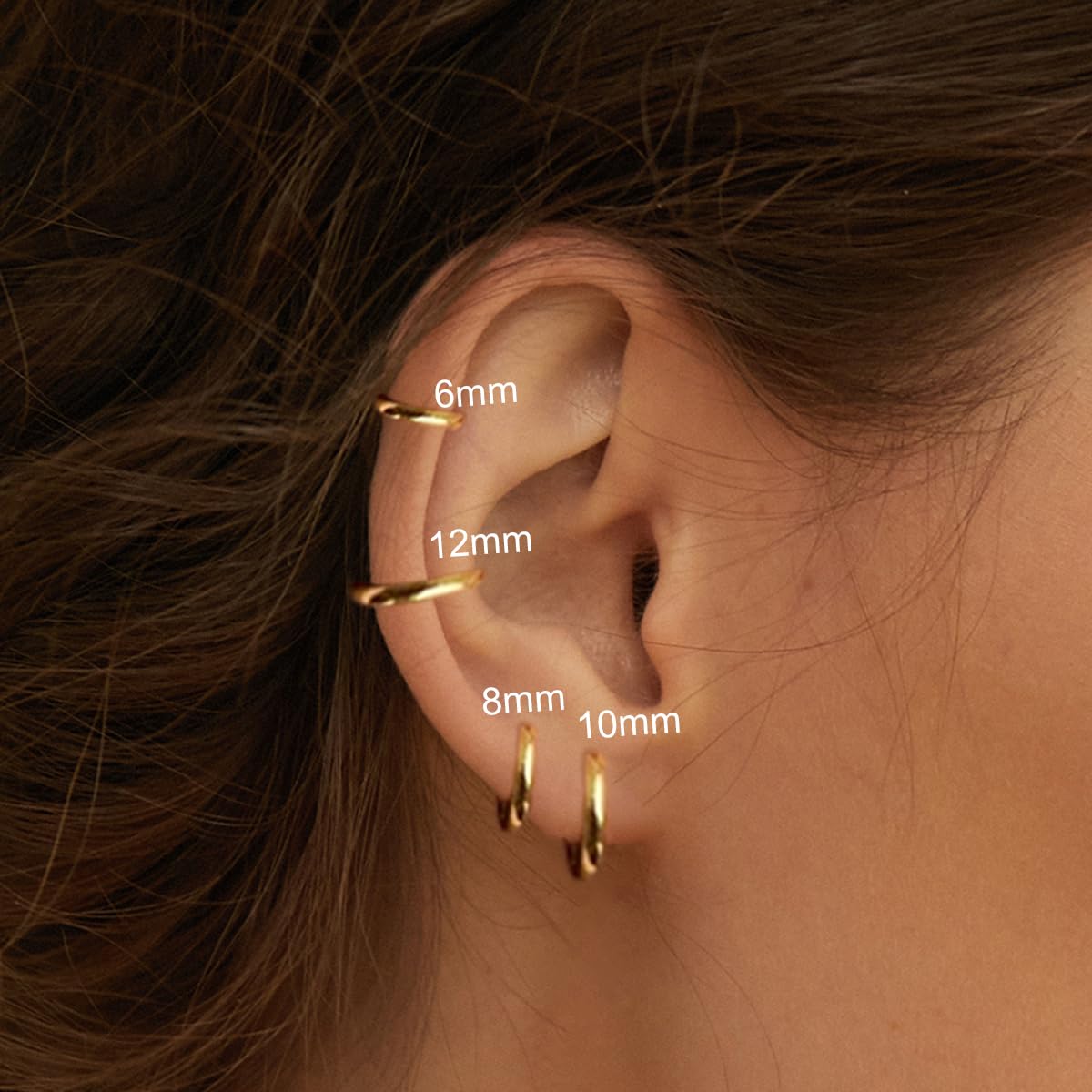 4 Pairs Small Gold Hoop Earrings Set for Women, 14k Gold Plated Cartilage Hoop Earring Hypoallergenic Small Hoop Earrings for 2nd 3rd Hole Huggie Hoop Earrings for Women Men Gifts (Gold-1.6mm)