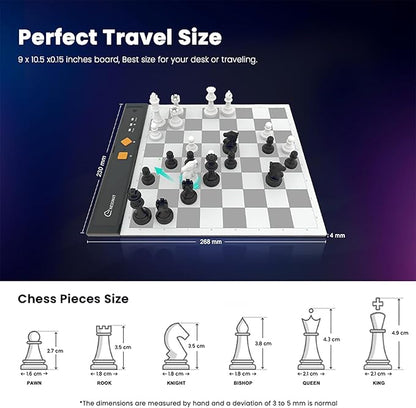 Chessnut Go Ultimate Portable Travel Electronic Chessboard with Full Piece Recognition and Strong Magnetic Adhesion - Perfect Desk or Travel Size（Orange）