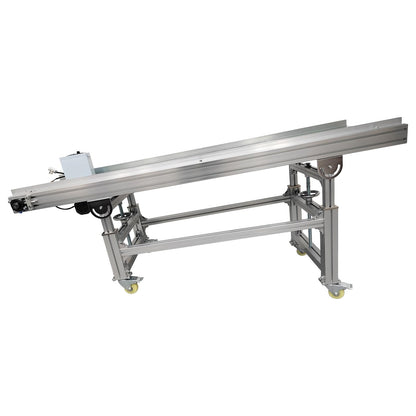 Yokoma PVC Conveyor Machine Belt Adjustable Speed Flat Conveyor Belt Systems on Wheels 70.9inch*19.7inch Aluminum 120W 110V Green