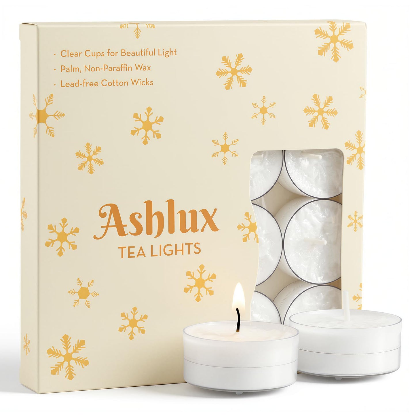 Ashlux Candle Set - 4H Tea Lights | Unscented Dripless Smokeless Clean Burning Long Lasting Candles for Wedding Home Decor Dinner Church Holiday