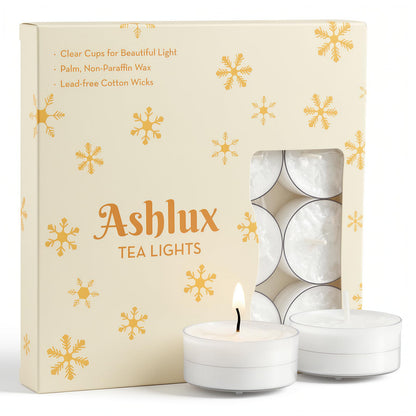 Ashlux Unscented Candle Set, 4H Tea Lights | Unscented Dripless Smokeless Clean Burning Long Lasting Candles for Wedding Home Decor Dinner Church Holiday