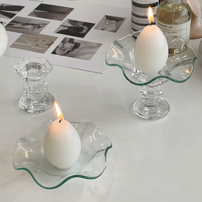 UNNS Candlestick Holder Curved Pillar Glass Candle Holder Dining Table Center Candle Holder Suitable for Dinner Living Room Kitchen Dining Room Candle Holders (Color : A)