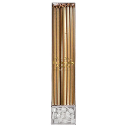 Meri Meri Long Birthday Candles for Cake (Pack of 16), 8.75" Tall Unscented Candles
