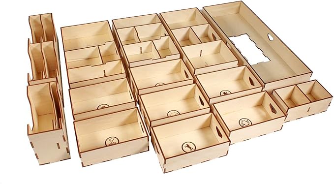 The Broken Token Game Organizer Compatible with Scythe Legendary Expansion - Wooden Game Organizing Box with Multiple Trays