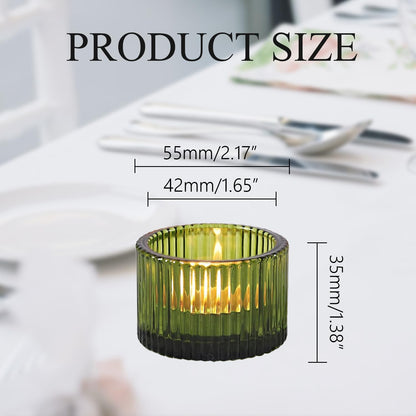 2 Pcs Tealight Candle Holder,Votive Candle Holders Glass Candle Holders Tea Lights Candle Holder for Table Centerpiece Decor Party&Home,Wedding Deco (Green)