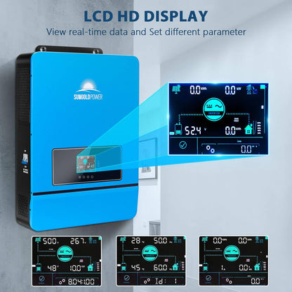 SUNGOLDPOWER 10000W 48V Solar Inverter, Built-in 2 MPPTs, Max 200A Battery Charging, Split Phase AC Input/Output 120V/240V(settable),Pure Sine Wave (WiFi and BMS COMM) UL1741 SPH10048P