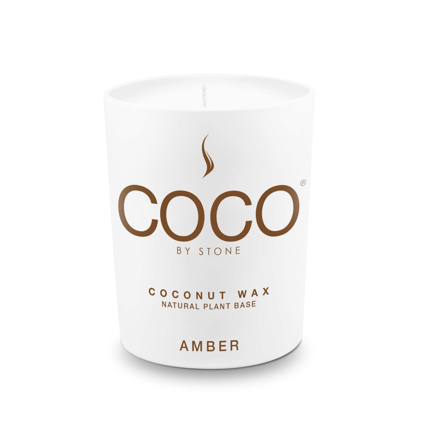 COCO by Stone 6.5oz Candle, Coconut Apricot Wax Candle for Home (Amber), Home Fragrance Product, 1-Wick Candle, Enhances Indoor Aroma, Vegan & Cruelty-Free, Clean Burning, Hand-Poured