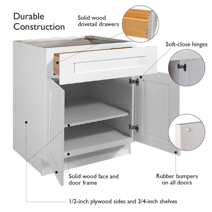 Design House Brookings Shaker Unassembled Base Kitchen Cabinet B9, 9 W x 24 D x 34.5 H, Brown, Solid Wood, Design House, 561316