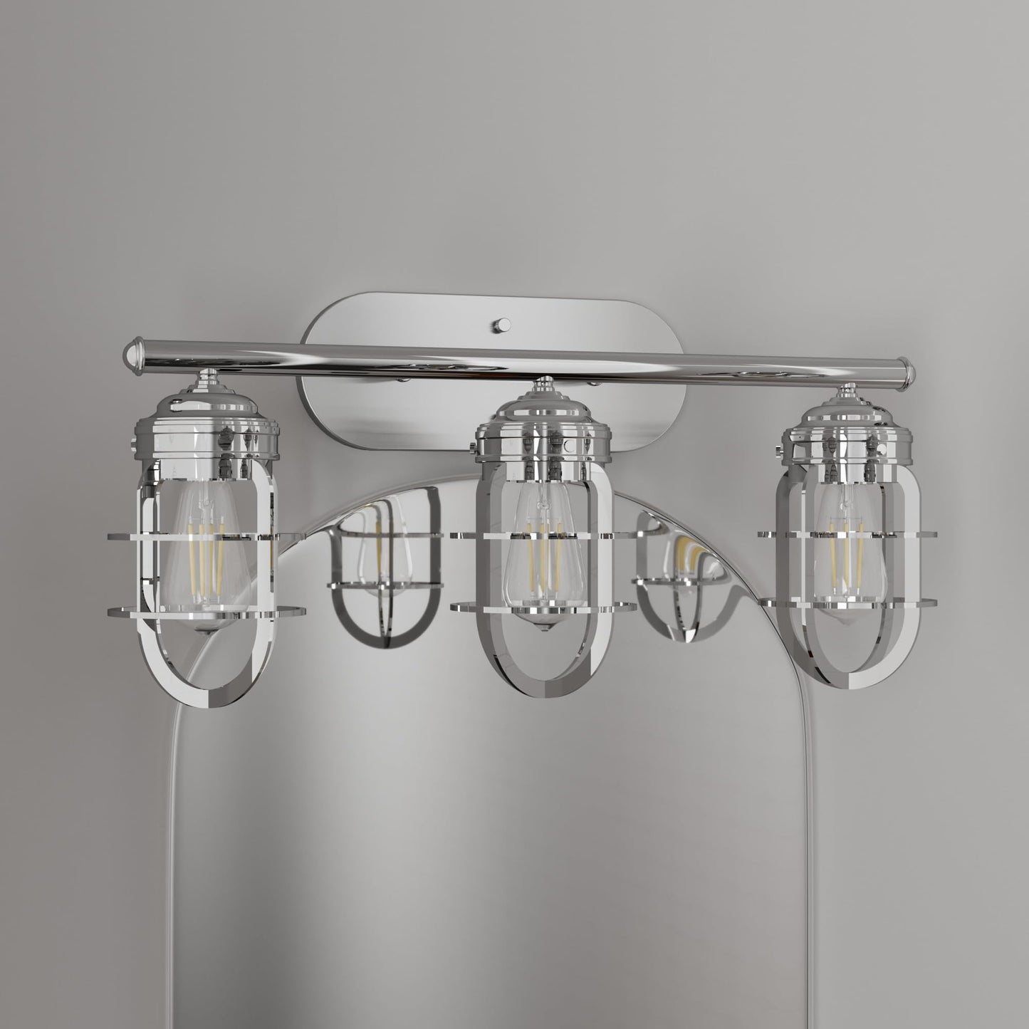 Hunter - Starklake 3-light Chrome, Medium Size Vanity Light, Dimmable, for Bedrooms, Kitchens, Foyers, Bathrooms - 19051