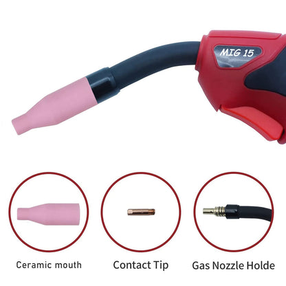 Reboot 250Amp 8-in-1 MIG Welder RBM2500 PRO and 10-Pack MB15 Ceramic Nozzles – 120V/240V Multiprocess Machine w/Gas MIG, Flux Core, Lift TIG, Stick, Spot & Spool Gun