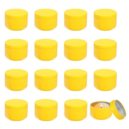 MECCANIXITY 3oz Candle Tins, 16pcs Metal Candle Tins Jars with Lids Round Empty Tin Can Containers Bulk for Storage Tea and Making DIY Arts Crafts Christmas Gifts, Yellow