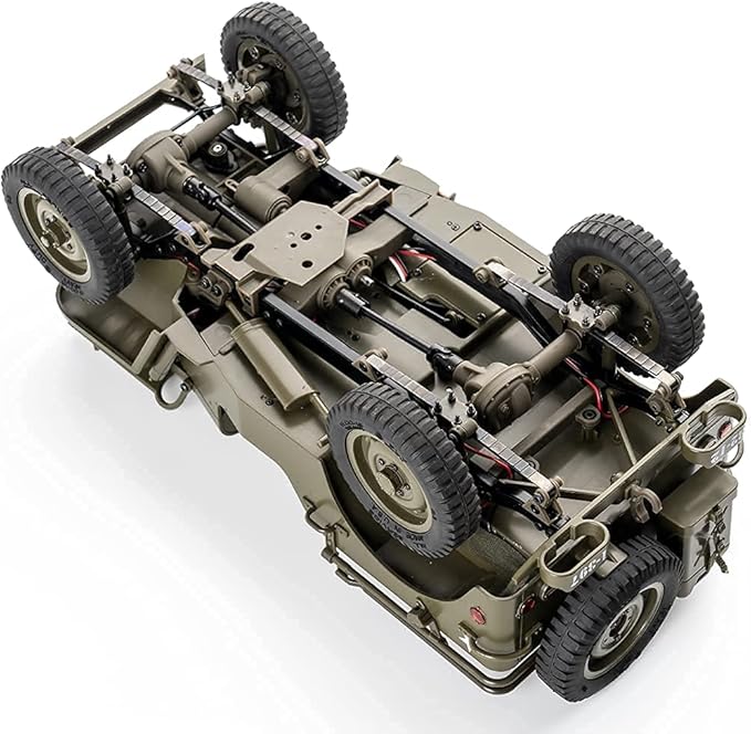 FMS Rochobby RC Car 112 1941 MB Scaler Willys Jeep Remote Control Crawler Military Truck 4x4 Offroad Vehicle with Transmitter Battery and Charger Small RC12001RTR Hunter Green