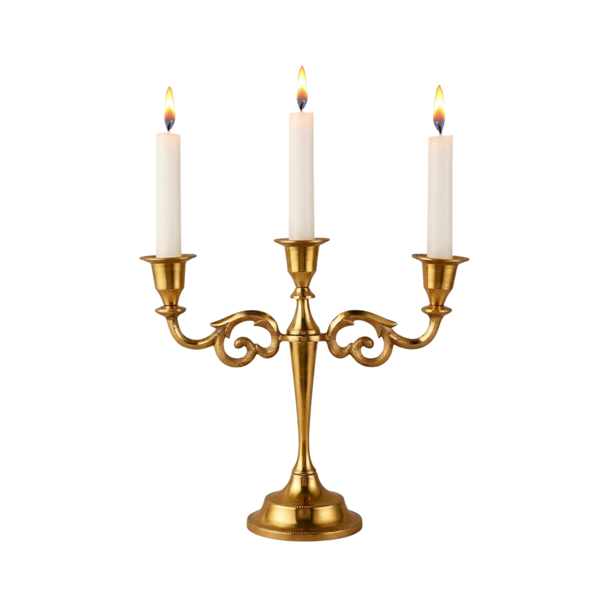 Rely+ 3 Arm Candelabra Taper Candle Holders Decorations Indoor Kitchen Décor Table Candles Candlestick Candelabra Centerpiece (Gold)