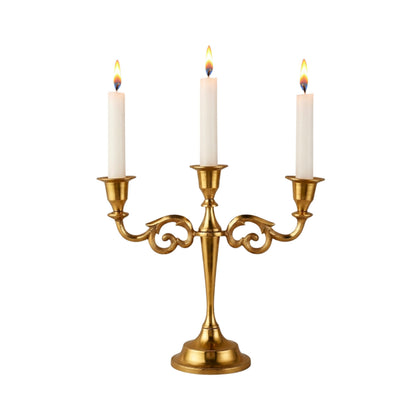 Rely+ 3 Arm Candelabra Taper Candle Holders Decorations Indoor Kitchen Décor Table Candles Candlestick Candelabra Centerpiece (Gold)
