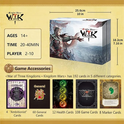 WTK: Kingdoms Wars - Historical Strategy War Card Board Game Sanguosha Guozhan Expansion for 2-10 Players Age for 14+ time with 20-40min