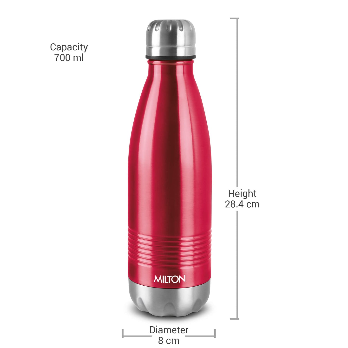 Milton Insulated Water Bottle 700 ml, (24 oz) Stainless Steel Double Walled Vacuum for 24 Hours Hot and Cold, Leakproof, BPA Free, Thermosteel Duo-DLX 750 Maroon