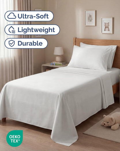 Twin 4 Piece Sheet Set - Comfy Breathable & Cooling - Ultra Soft Hotel Luxury Bedding Set w/ 8-16 Inch Deep Pockets - 1 Flat & 1 Fitted Sheet & 2 Pillowcases - Wrinkle Free & Easy Care - Antique White