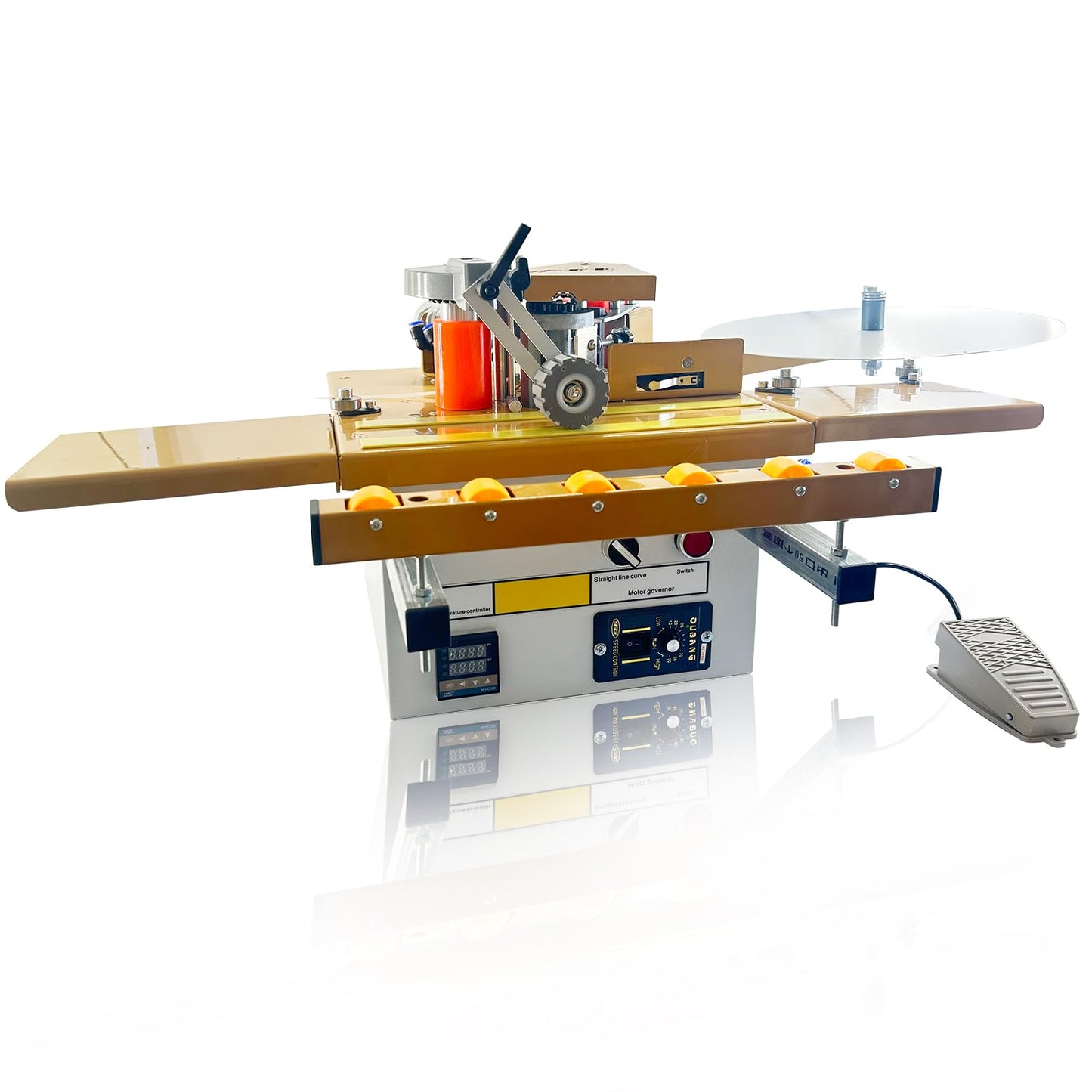 DEVALLEY Portable Woodwork Edge Bander Banding Machine,Automatic Tape Breaking Adjustable Speed Edge Banding Machine Curve Straight Edge Bander Control With Microcomputer Intelligent Temperature