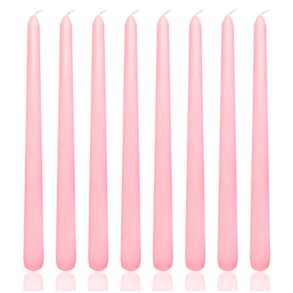8 Pack 10 Inch Pink Taper Candles Long Burning Time and Dripless for Dinner Home Decor Wedding Shower