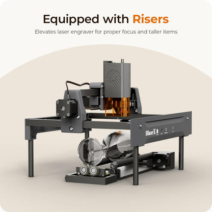 BlazeX M3 10W Laser Engraver Machine with Rotary Roller and Risers Kit, Honeycomb, Enclosure, Engraving Materials, Class 1