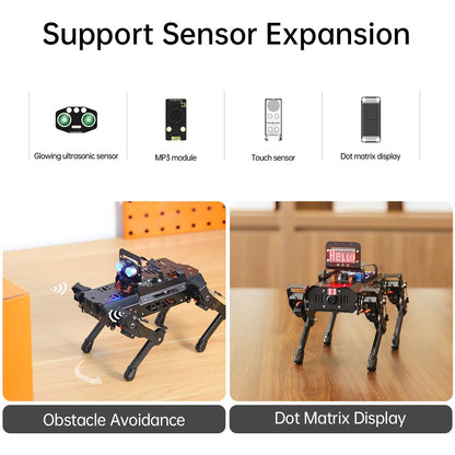 ROS2 Robot Dog for RaspberryPi ChatGPT Large AI Models Embodied Intelligence Programmable Robotic Dog Lidar SLAM Mapping AI Vision Voice Scene Understanding Quadruped Bionic Robot Kit, with RPi 5 8GB