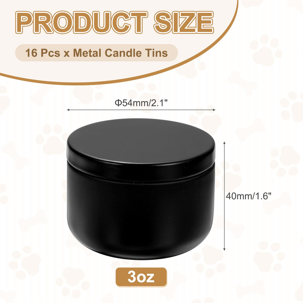 MECCANIXITY 3oz Candle Tins, 16pcs Metal Candle Tins Jars with Lids Round Empty Tin Can Containers Bulk for Storage Tea and Making DIY Arts Crafts Christmas Gifts, Black