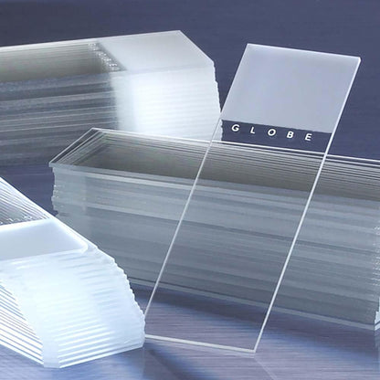 Globe Scientific 1380-30 Microscope Slides, 90 Degree Ground Edges, Frosted, 1 End, 2 Sides, Diamond White Glass, 25 mm x 75 mm Size, 6.5 mm Height, 8.5 mm Wide, 9 mm Length (Pack of 1440)