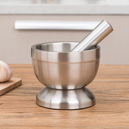 SLIUGLOVEUN Stainless Steel Mortar and Pestle, Pill Crusher, Spice Crusher, Non-Slip Base Grinding Herb Spice, Kitchen Spice Herb Pesto Crusher (Small)
