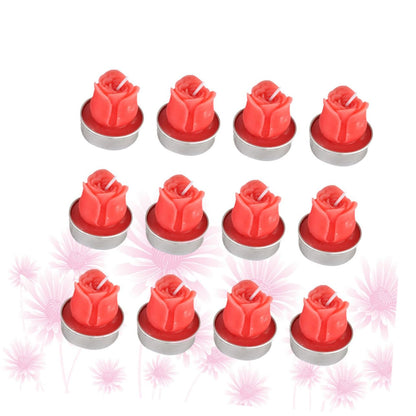 STOBAZA 12pcs Romantic Rose Shape Candles for Valentine's Day Decoration Red Paraffin Wax Candles Party Supplies for Home and Wedding Ambiance