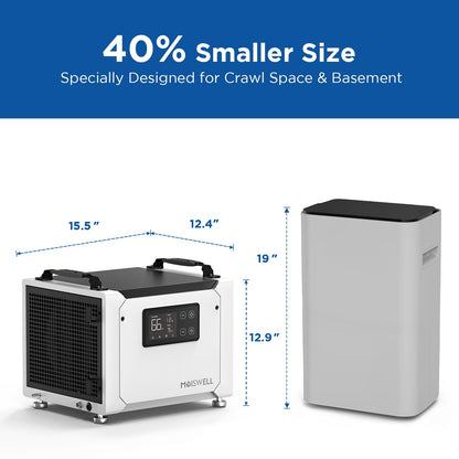 Moiswell 70 Pints Commercial Dehumidifier with Pump, Portable Crawl Space Dehumidifiers for Basement and Home, Energy Star Efficient Certified, Automatic Defrost | MOISWELL Defender ME-7S