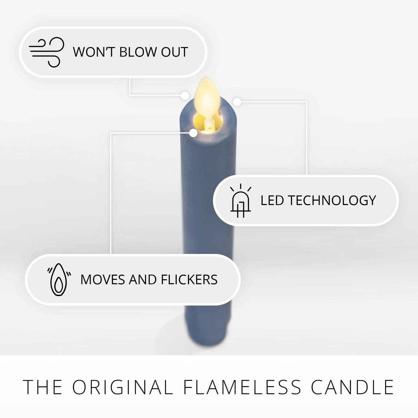 Luminara - Flameless Battery Operated Taper Candle - Spring Lake - Pack of 2-1x9.75 - LED Flickering Flame - Realistic Safe for Home Kids and Pets